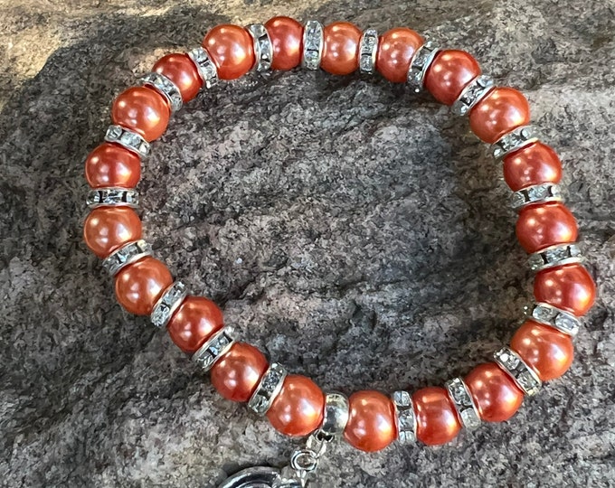 Pumpkin Charm Pearl Bracelet