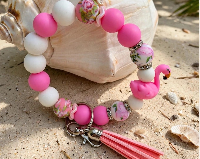 Pink Flamingo Wristlet/Keychain | Flamingo Wristlet | Pink Flamingo Key Chain