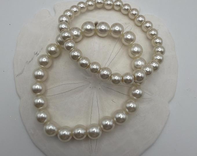 Cream Pearl Bead Stretch Bracelet