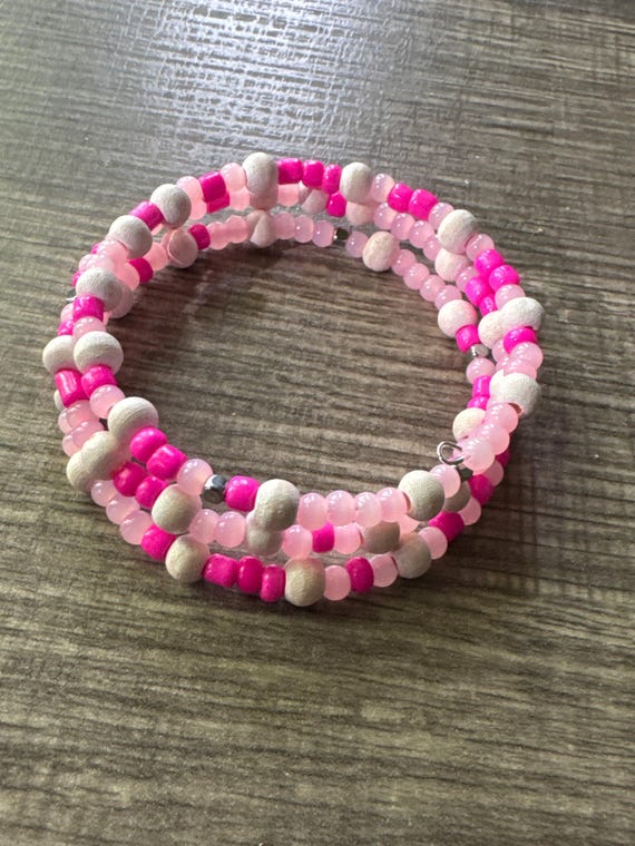 Morse Code | Memory Wire Bracelet | Message in a Bracelet | Beaded Bracelet | Support Bracelet | Breast Cancer | Pink bracelet