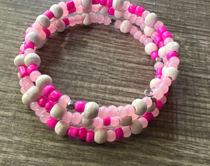 Morse Code | Memory Wire Bracelet | Message in a Bracelet | Beaded Bracelet | Support Bracelet | Breast Cancer | Pink bracelet