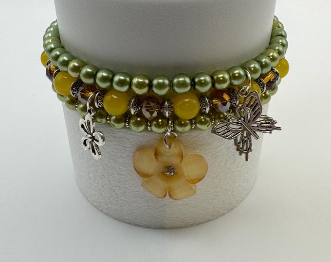 Flower Charm Stanley Tumbler Bracelet