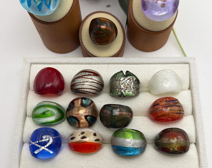 Size 6 3/4 - Lampwork Glass Rings | Assorted Glass Rings | Murano Glass Inspired Glass Rings