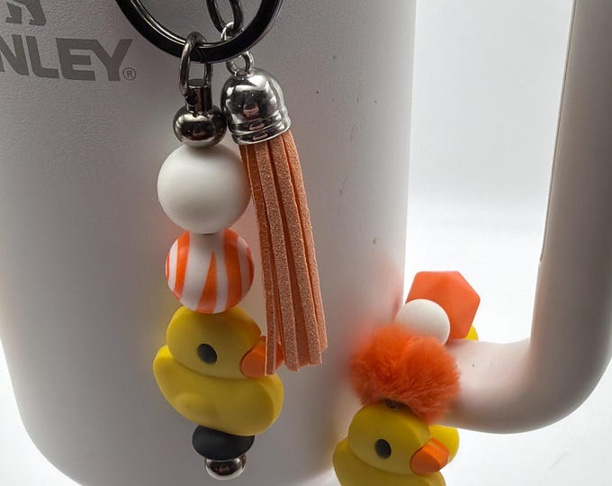 Orange Duck Tumbler Sets | Stanley Cup Accessories | Duck Straw Charm | Orange Duck Key Chain/Purse Charm