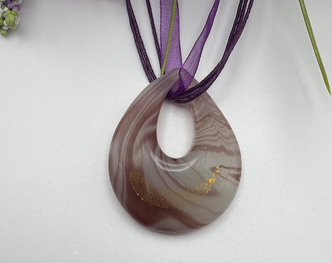 White/Purple Teardrop Pendant | Teardrop Pendant Necklace