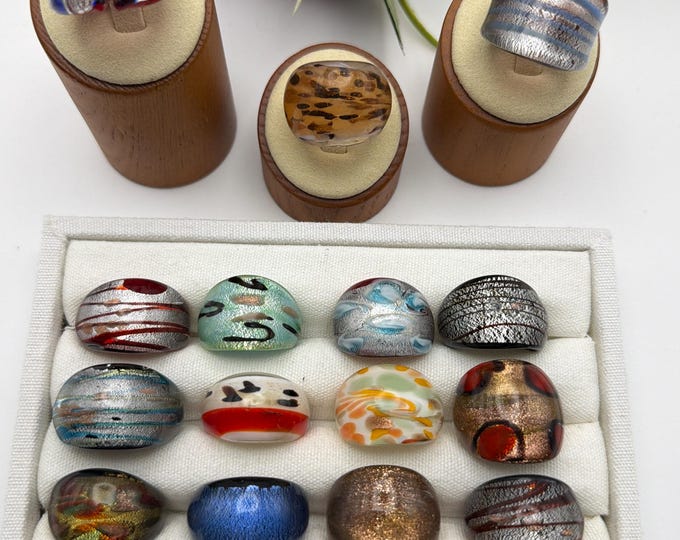 Size 7 3/4 - Lampwork Glass Rings | Assorted Glass Rings | Murano Glass Inspired Glass Rings