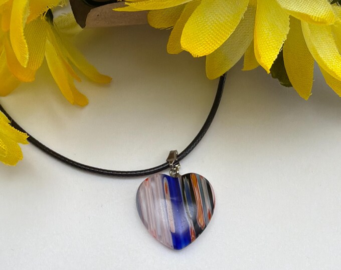 Millefiori Heart Pendant Necklace | Millefiori Pendant | Heart Necklace