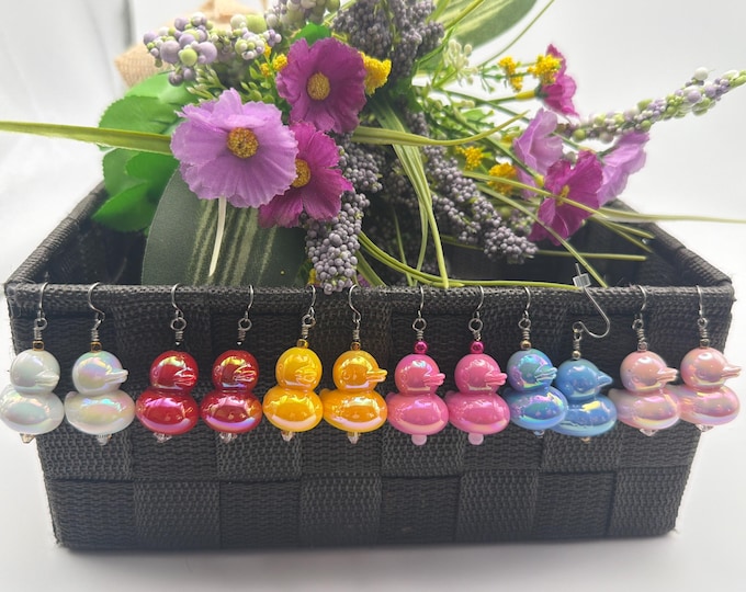 Resin Duck Earrings | Luster Resin Duck Earrings | Duck Jewelry