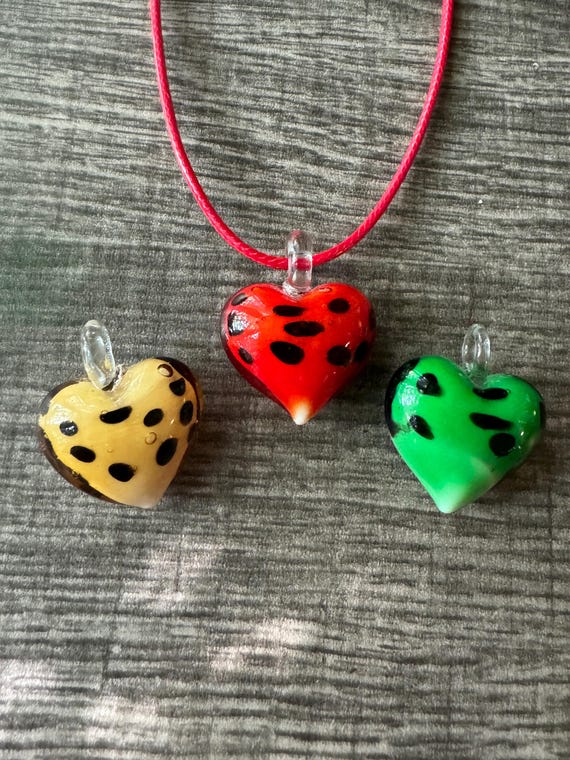 Polka Dot Heart Pendant | Murano Glass Heart | Small Heart Pendant Necklace