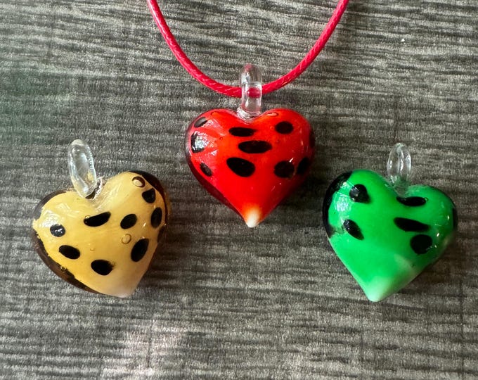 Polka Dot Heart Pendant | Murano Glass Heart | Small Heart Pendant Necklace