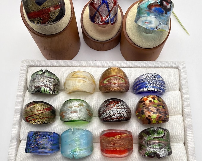 Size 8 - Lampwork Glass Rings | Assorted Glass Rings | Murano Glass Inspired Glass Rings
