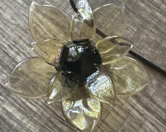 3D Sunflower Lampwork Pendant Necklace | Flower Lampwork | Flower Pendant Necklace | Necklace With Cord | 3D Sunflower
