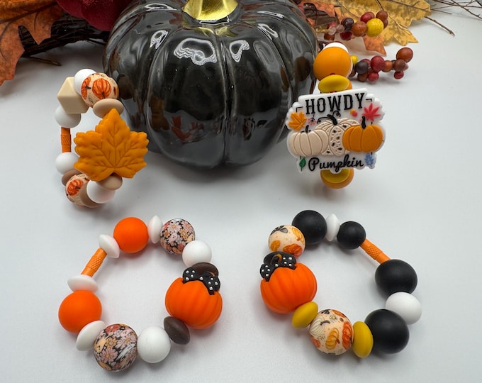 Fall Themed Tumbler Handle Bracelet | Stanley Cup Accessories | Cup/Tumbler Handle Bracelet