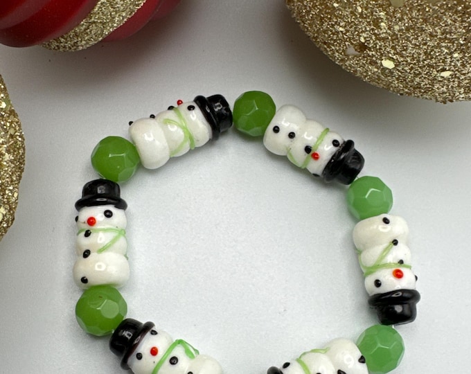 Snowman Bracelet | Lampwork | Lampwork Snowman Bracelet