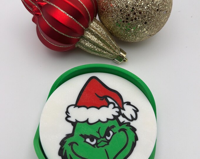 Grinch Coasters | 3D Printed Festive Character Coasters | Holiday Coasters | Holiday Drink Coasters | Set of 4