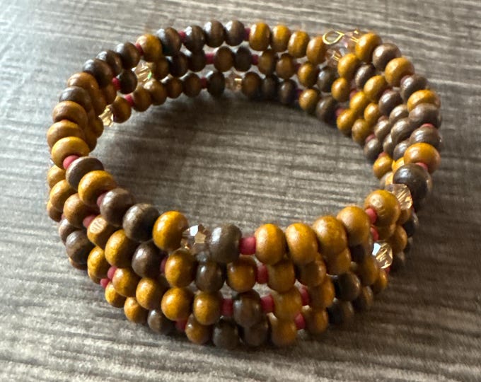 Wooden Bead Bracelet | Morse Code | Memory Wire Bracelet | Message in a Bracelet | Beaded Bracelet | Support Bracelet