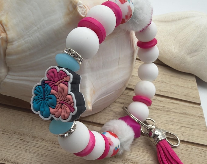 Hibiscus Flower Wristlet/Keychain | Flower Wristlet | Flower Key Chain