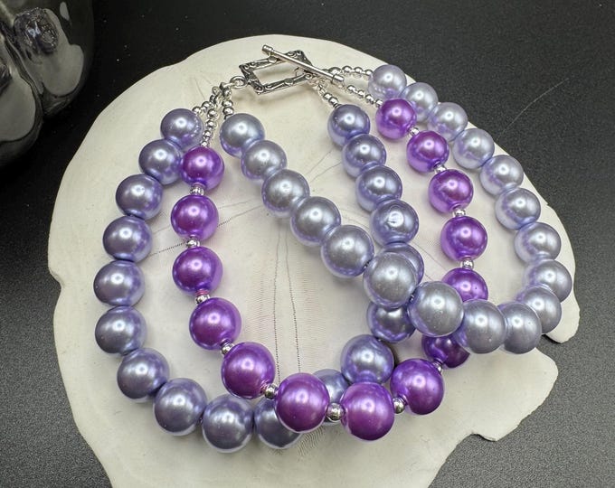 Purple Pearl Multi-Strand Bracelet | Pearl Bracelet