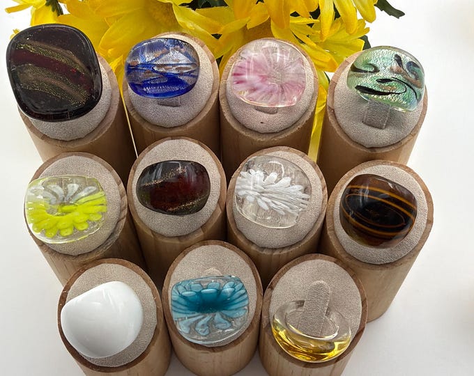 Size 7 3/4 **NEW** Lampwork Glass Rings | Assorted Glass Rings | Murano Glass Inspired Glass Rings