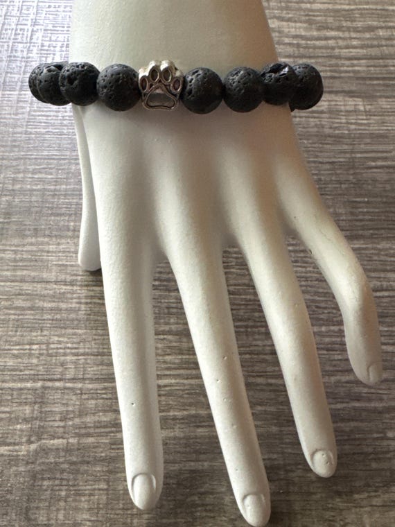 Lava Bead Paw Stretch Bracelet