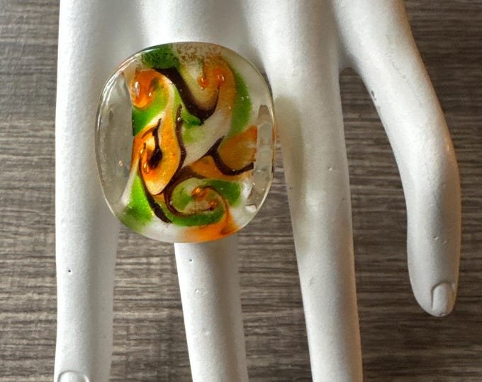 Chunky Glass Lampwork Ring - Size 7