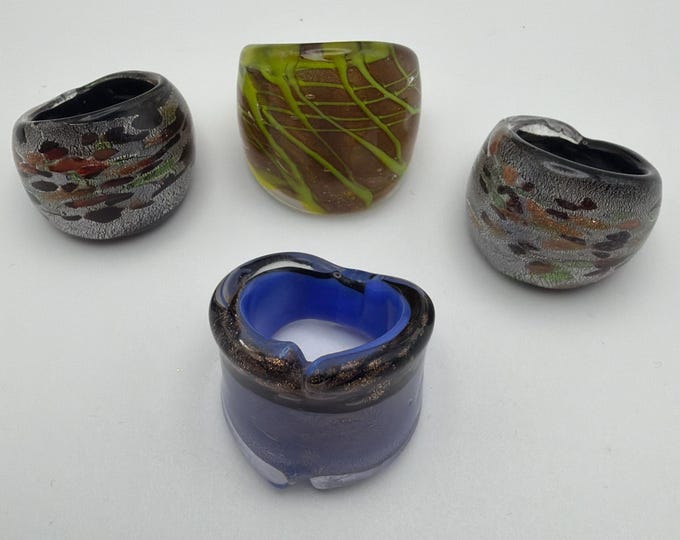 Size 8 - Assorted Glass Rings - Millefiori Glass Rings | Murano Glass Inspired Glass Rings