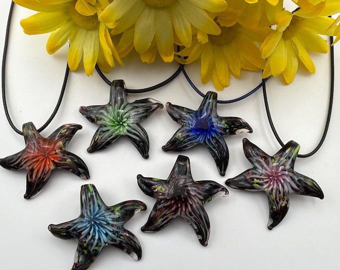 Murano Glass Starfish Pendant Necklace | Starfish Pendant Necklace