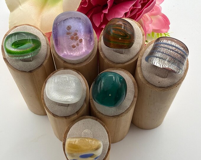 Size 6 3/4 - Lampwork Glass Rings | Assorted Glass Rings | Murano Glass Inspired Glass Rings