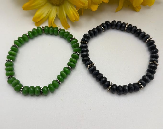 Men’s Beaded Bracelet | Cats Eye Bracelet | Womens bracelet| Stretch bracelet| 8 inch - 8 1/2 inches