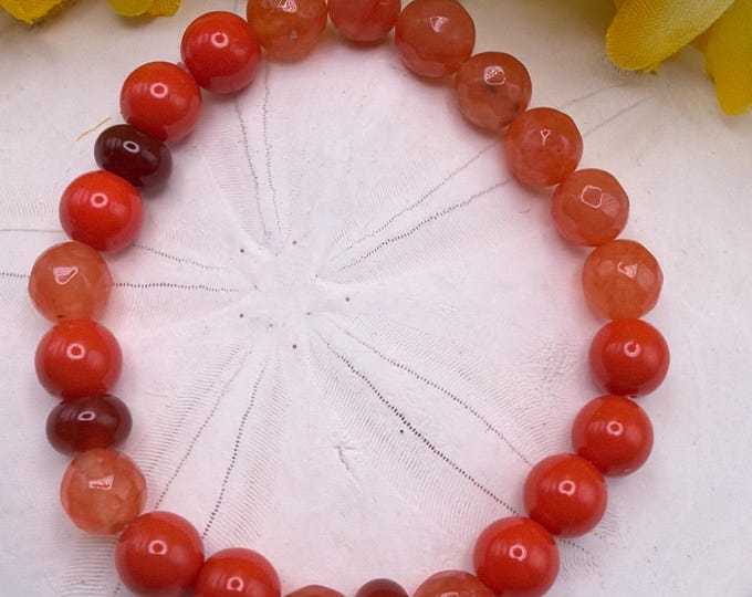 Carnelian Stretch Bracelet | Beaded Bracelet | Morse Code - Faith | Message in a Bracelet | Quote Bracelet