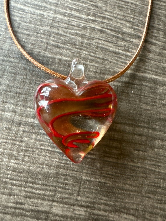 Red/Gold Heart Pendant |  Swirl Heart  Pendant Necklace