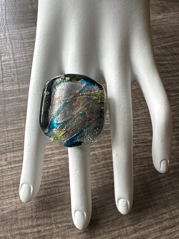 Chunky Glass Lampwork Ring - Size 6 1/4