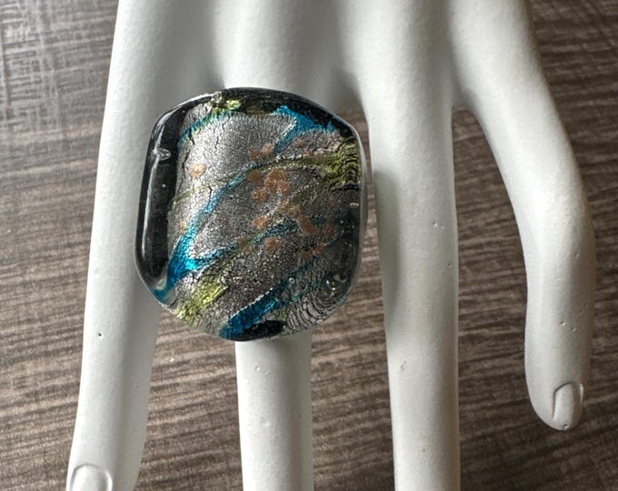 Chunky Glass Lampwork Ring - Size 6 1/4