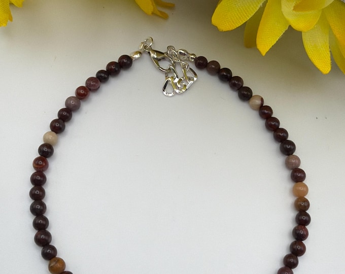 Mookaite Bead Anklet | Minimalist Bead Anklet