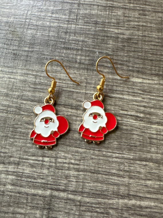 Enamel Santa Charm Earrings