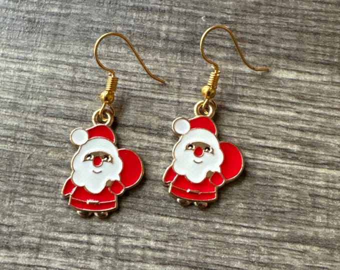 Enamel Santa Charm Earrings