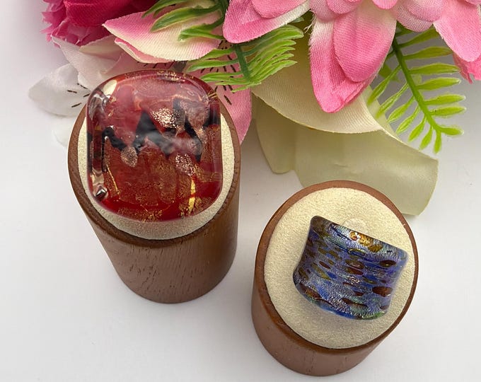 Size 4 1/4 - Lampwork Glass Ring | Assorted Glass Ring - Murano Glass Inspired Glass Ring