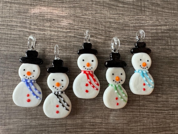 Snowman Pendant Necklace | Lampwork Snowman Pendant Necklace