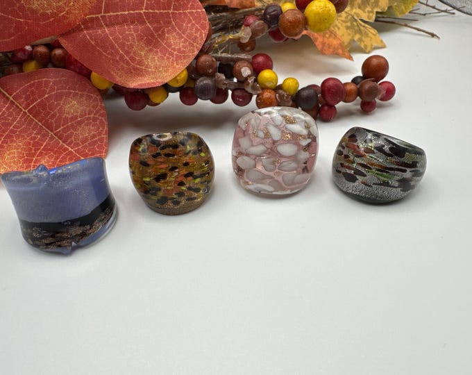 Size 8 - Assorted Glass Rings - Millefiori Glass Rings | Murano Glass Inspired Glass Rings