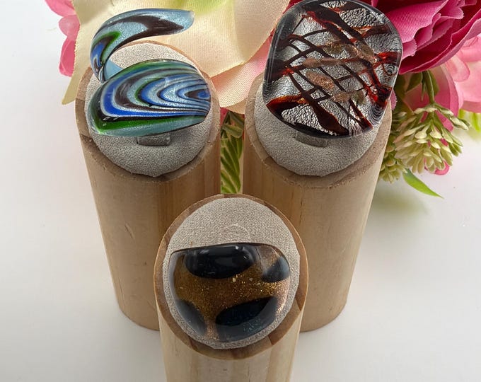 Size 8 3/4 - Lampwork Glass Rings | Assorted Glass Rings | Murano Glass Inspired Glass Rings