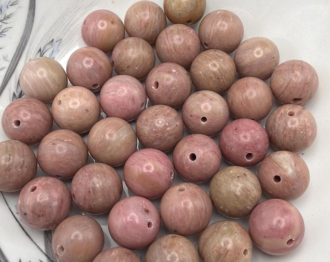Rhodinite 12mm Beads | Beads for Crafting | Loose Rhodonite Beads