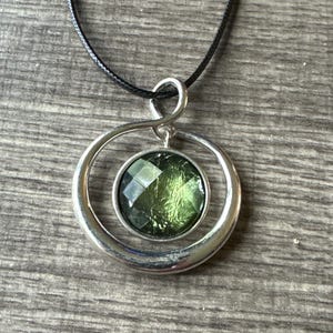 Green Glass Prism Pendant | Glass Pendant necklace
