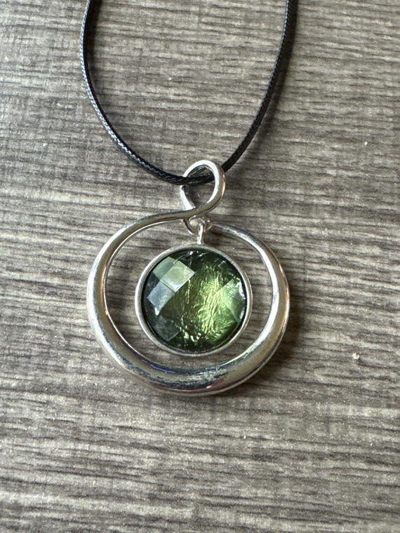 Green Glass Prism Pendant | Glass Pendant necklace