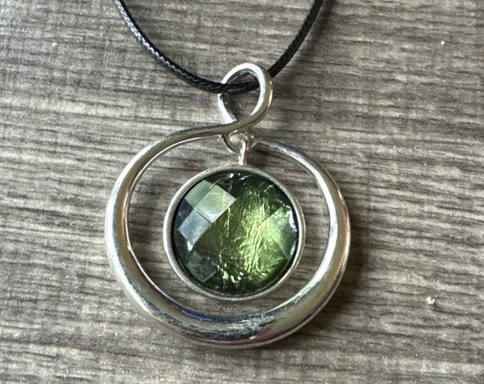 Green Glass Prism Pendant | Glass Pendant necklace