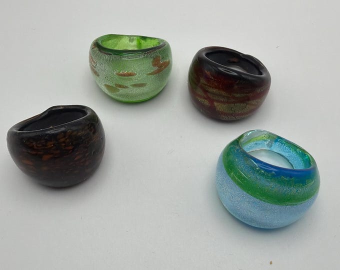 Size 7 1/2 - Assorted Glass Rings | Murano Glass Inspired Glass Rings
