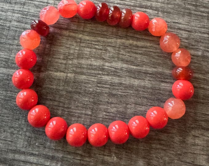 Carnelian Rondelle Gemstones | Stretch Bracelet | Beaded Bracelet | Morse code - Love | Message in a Bracelet | Quote Bracelet |