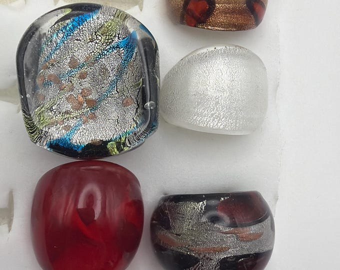 Size 8 - Assorted Glass Rings - Millefiori Glass Rings | Murano Glass Inspired Glass Rings