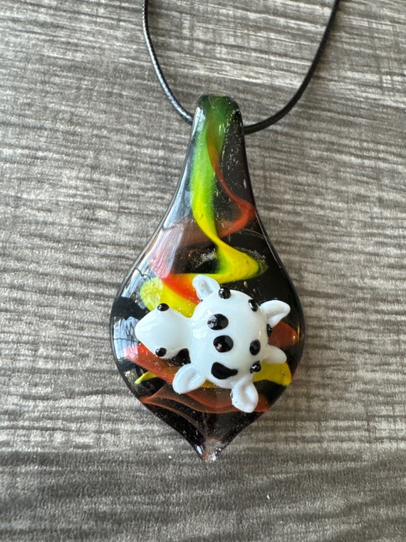 Black Drop Glass Pendant Necklace