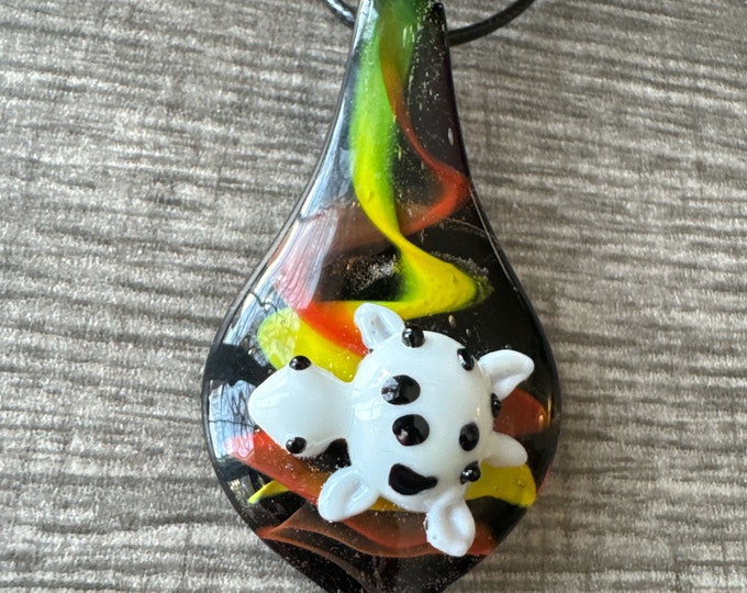 Black Drop Glass Pendant Necklace