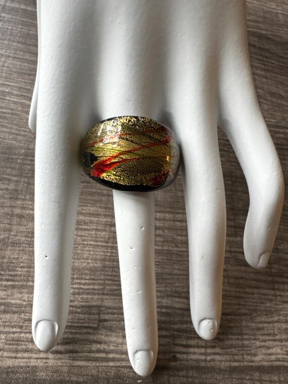 Murano Glass LampWork Ring - Size 8